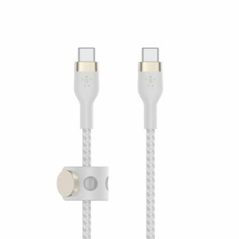 Кабел Belkin Boost Charge Pro Flex (CAB011bt2MWH), от USB C(м) към USB C(м), 2m, 60W, бял | JAR Computers Belkin CAB011bt2MWH