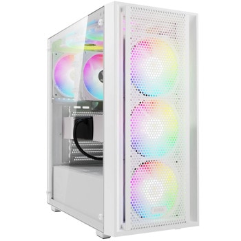 Кутия Gamdias Aura GC2 Elite WH, ATX/mATX/Mini-ITX, 1x USB 3.0, 4x 120mm RGB вентилатора, с прозорец, бяла, без захранване | JAR Computers Gamdias AURA GC2 Elite White AURA-GC2-ELITE-WH