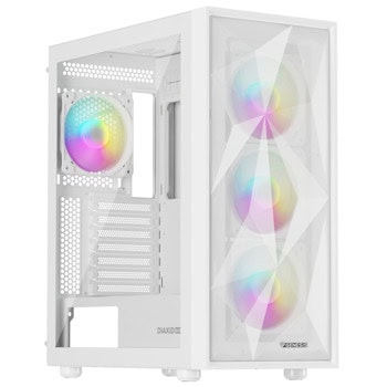 Кутия Genesis Diaxid 605 ARGB, ATX/mATX/Mini-ITX, 1x USB 3.2 Gen 2 Type-C, 2x USB 3.0, 4x 120mm ARGB вентилатора, с прозорец, бяла, без захранване | JAR Computers Genesis Diaxid 605 ARGB White NPC-2173