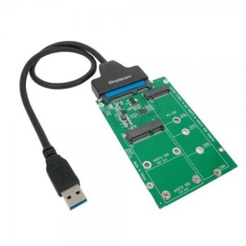 Преходник Estillo U3-M2ES-01-2, от USB-A(м) към mSATA(ж) + SATA(ж) + M.2(ж), черен | JAR Computers Estillo U3-M2ES-01-2