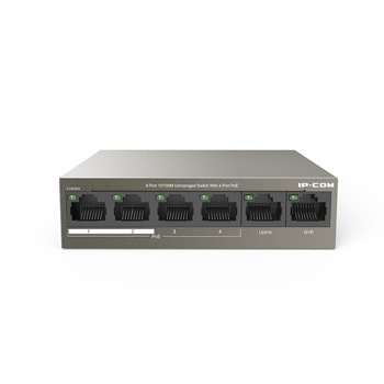 Суич IP-COM F1106P-4-63W, 6 порта, 4x 10/100/Mbps RJ45, 1x 10/100 Ethernet (Uplink), 1x 10/100 Ethernet (NVR), PoE | JAR Computers IP-COM F1106P-4-63W