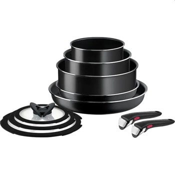 Комплект тигани и тенджери Tefal L1539053, алуминий, капак, черен | JAR Computers Tefal L1539053