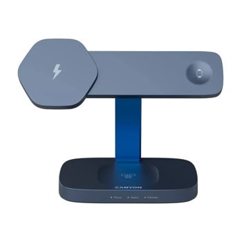 Безжично зарядно Canyon Hexagon 310 Blue, тройна поставка за безжично зареждане, 12V/2.22 A, синьо, 24W | JAR Computers Canyon Hexagon 310 Blue CNS-WCS310DGBL