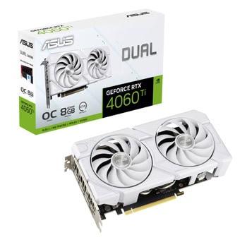 Видео карта Nvidia GF RTX 4060 Ti, 8GB, Asus Dual EVO White, OC, PCI-E 4.0, GDDR6, 128-bit, DisplayPort, HDMI | JAR Computers Asus RTX 4060 Ti Dual EVO White OC 8GB