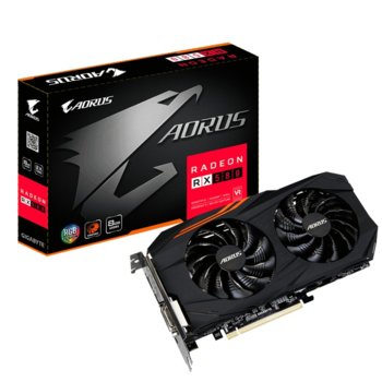 Видео карта AMD Radeon RX 580, 8GB, Gigabyte AORUS, PCI-E 3.0, GDDR5, 256-bit, DisplayPort, HDMI, DVI | JAR Computers Gigabyte AORUS Radeon RX580 8G GV-RX580AORUS-8GD
