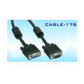 Кабел VGA(м) към VGA(ж), 5m, черен | JAR Computers Cable VGA(м) към VGA(ж) 5м