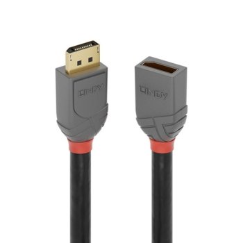 Кабел Lindy Anthra Line, от DisplayPort 1.4 (м) към DisplayPort 1.4 (ж), 3.0 m, черен | JAR Computers DP 1.4 (м) към DP 1.4 (ж) 3.0 м LNY-36498