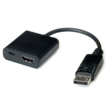 Адаптер Roline 12.99.3145, от HDMI(ж) към DisplayPort(м), 3840x21600 @30Hz, черен | JAR Computers ROLINE 12.99.3145