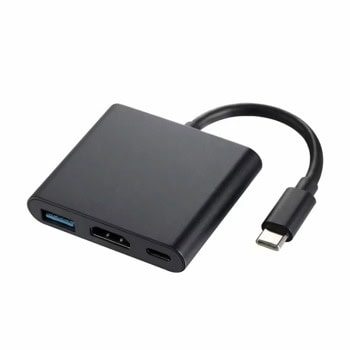 Докинг станция DeTech, от USB-C към 1x USB-C(PD), 1x USB-A, 1x HDMI, черна | JAR Computers DeTech USB-C към HDMI+USB 3.0+PD 17844