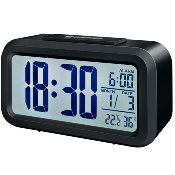 Часовник/будилник Bresser MyTime Duo LCD, часовник, будилник, термометър, влагомер, LCD дисплей с подсветка, черен image