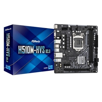 Дънна платка ASRock H510M-HVS R2.0, H510, LGA1200, DDR4, PCI-E 4.0 (HDMI/VGA), 4x SATA 6Gb/s, 2x USB 3.2 Gen 1, Micro ATX | JAR Computers ASRock H510M-HVS R2.0