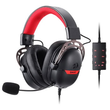 Слушалки Redragon Aurora H376, USB, микрофон, 40mm мембрани, гейминг, 7.1 Surround Sound, RGB подсветка, черни | JAR Computers Redragon AURORA H376