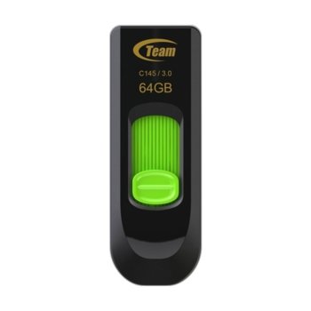 Памет 64GB USB Flash Drive, Team Group C145, USB 3.0, зелен | JAR Computers 64GB USB3 TEAM C145 GREEN