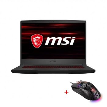 Лаптоп MSI GF63 THIN 10SCSR-1400XBG (9S7-16R412-1400) с подарък мишка MSI M99, шестядрен Comet Lake Intel Core i7-10750H 2.6/5.0 GHz, 15.6" (39.62 cm) Full HD IPS 144Hz Display & GF GTX 1650 Ti 4GB, (HDMI), 8GB DDR4, 512GB SSD, USB 3.2 Type-C, No OS | JAR Computers MSI GF63 THIN 10SCSR + M99