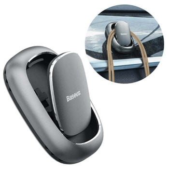 Закачалка Baseus Beetle Vehicle Hook (ACGGJK-0G), самозалепващо фолио, за автомобили и гладки повърхности, тъмносива, 2бр. | JAR Computers Baseus Beetle Vehicle Hook ACGGJK-0G