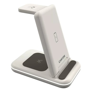 Безжично зарядно устройство Canyon WS-304, тройна поставка за безжичнно зареждане, бежово, 15W | JAR Computers Canyon WS-304 Cosmic Latte CNS-WCS304CL