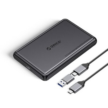 Кутия 2.5" (6.35 cm), Orico DDL25-C3-BK, за 2.5" (6.35 cm) HDD/SSD, SATA3, USB Type-C/A, черна | JAR Computers Кутия 2.5" (6.35 cm) Orico DDL25-C3-BK