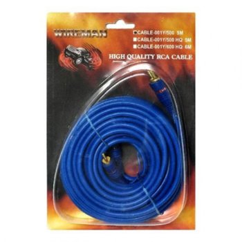 Кабел Royal CABLE-001Y/500 21003239, от 2x RCA(м) към 2x RCA(м), 5m, син, автоусилвател | JAR Computers Royal CABLE-001Y/500 21003239