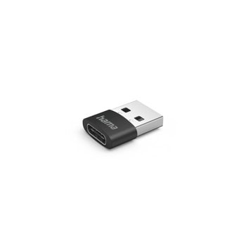 Преходник HAMA, от USB-A (м) към USB-C (ж), черен | JAR Computers Преходник HAMA от USB-A (м) към USB-C (ж) черен