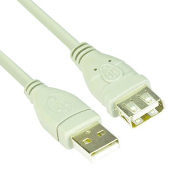 Кабел VCom CU202-5m, USB A(м) към USB A(ж), 5m, бял, никелирани конектори | JAR Computers VCom USB A(м) към USB A(ж) 5m CU202-5m
