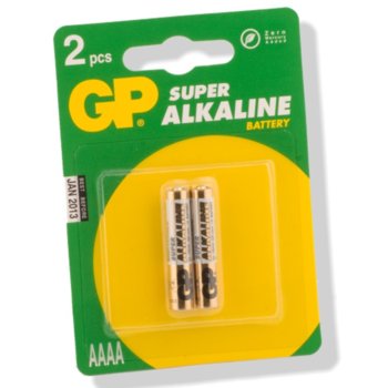 Батерии алкални GP Super АААА, 1.5V, 2 бр. | JAR Computers Алкална батерия 1.5V AAAA LR61- 2бр. в опаковка GP