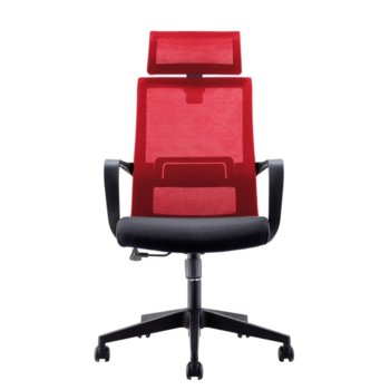 Директорски стол RFG Smart HB, дамаска и меш, черна седалка, червена облегалка image