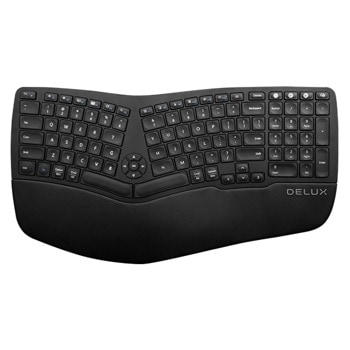 Клавиатура Delux GM902, безжична, Bluetooth, ергономичен дизайн, мултимедийни бутони, черна image