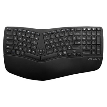 Клавиатура Delux GM902, безжична, Bluetooth, ергономичен дизайн, мултимедийни бутони, черна | JAR Computers Delux GM902
