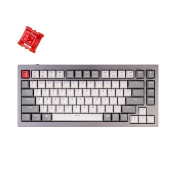 Клавиатура Keychron Q1 Silver/Grey TKL, гейминг, Gateron G Pro Red Switch, RGB подсветка, сива, USB image