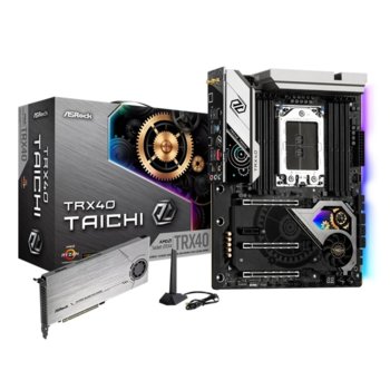 Дънна платка Asrock TRX40 Taichi, TRX40, sTRX4, DDR4, PCIe 4.0, 8x SATA 6Gb/s, 2x M.2 slot, (SLI&CFX), USB 3.2 Gen2 Type-C, Wi-Fi, Bluetooth, ATX | JAR Computers Asrock TRX40 Taichi