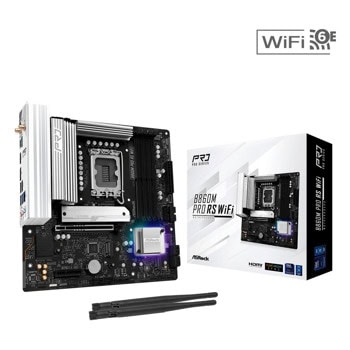 Дънна платка ASRock B860M Pro RS WiFi, B860, LGA1851, DDR5, PCI-E 5.0 (DP&HDMI), 4x SATA 6Gb/s, 3x M.2 slots, 1x USB 3.2 Gen2x2 Type-C, Wi-Fi 6E, Bluetooth 5.3, Micro ATX | JAR Computers ASRock B860M Pro RS WiFi 90-MXBRQ0-A0UAYZ