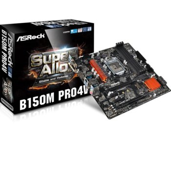 Дънна платка ASRock B150M Pro4V, B150, LGA1151, DDR4, PCI-E (HDMI & DVI)(CFX), 6x SATA 6Gb/s, 1 x M.2 Socket, 4x USB 3.0, micro ATX | JAR Computers ASRock B150M Pro4V