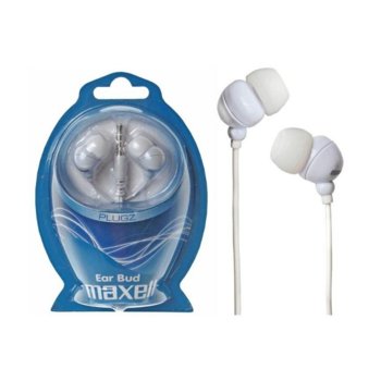 Слушалки Maxell Ear Bud - Plugz (бели), тип "тапи" | JAR Computers MAXELL Ear Bud Plugz White