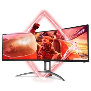 Монитор AOC AG493UCX2, 48.8"(123.95 cm) VA панел, 165Hz, Dual Quad HD, 1ms (MPRT), 80M:1, DisplayPort, HDMI, USB Hub, KVM | JAR Computers Монитор AOC AG493UCX2