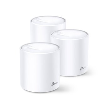 Безжична Wi-fi система TP-Link Deco X60 (3-pack), 3000Mbps, 2.4GHz (574 Mbps), 5GHz (2402 Mbps), Wireless AX, 2x LAN, 2x WAN, 4 вътрешни антени, 3x броя | JAR Computers TP-Link Deco X60 AX3000