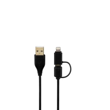 Зарядно у-во 2 in 1 micro USB с адаптер, Apple iPhone & iPod, 1.20m | JAR Computers Cable 2 in 1 micro USB с адаптер, 1,20m