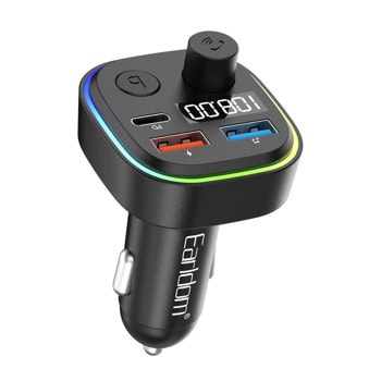 FM Трансмитер Earldom ET-M84, от 87.5 до 108.0MHz, 2x USB-A, 1x USB-C, черен | JAR Computers FM Трансмитер Earldom ET-M84