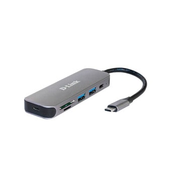USB Хъб D-Link DUB-2325/E, 5 порта, 2x USB 3.0, 1x USB Type-C, SD card slot, microSD card slot | JAR Computers D-Link DUB-2325/E
