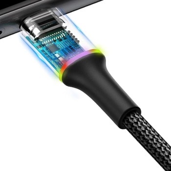 Кабел Tellur Lightning TLL155373, от USB A(м) към Lightning(м), 1.2m, черен, 5V/3A, LED светлина | JAR Computers Tellur Lightning TLL155373