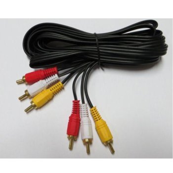 Кабел Royal CABLE-3RCA/500 HQ, от 3x RCA(м) към 3x RCA(м), 5m, черен, позлатени конектори | JAR Computers Royal CABLE-3RCA/500 21005261