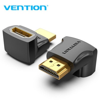 Адаптер Vention AINB0 от HDMI(м) към HDMI(ж), черен, 4K 2160p@60Hz, 18 Gb/s, ъглов | JAR Computers Vention AINB0
