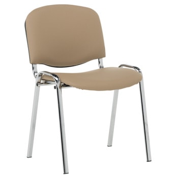 Посетителски стол Carmen 1135-1 LUX, до 100кг, еко кожа, хромирана база, бежов | JAR Computers Carmen 1135-1 LUX - бежов 3520872_1