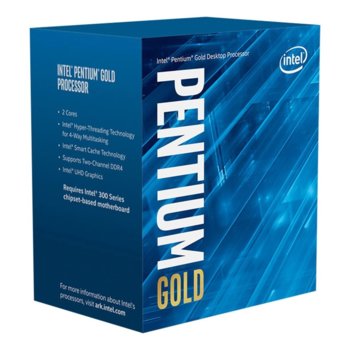 Процесор Intel Pentium Gold G6500, двуядрен (4.10GHz, 4MB, 350MHz - 1.10GHz, LGA1200) BOX, с охлаждане | JAR Computers Intel Pentium Gold G6500 BX80701G6500