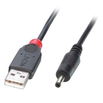 Кабел Lindy 70266, захранващ от USB-A(м) към 5V-DC(3.5mm), 1.5m, черен | JAR Computers Lindy 70266