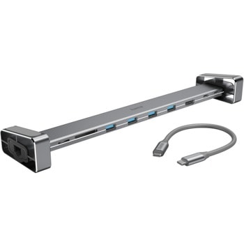 Докинг станция Hama 200103, от USB C към 2x USB C, 4x USB A, 1x HDMI, 1x RJ45, 1x SD/MicroSD четец, сив | JAR Computers HAMA-200103