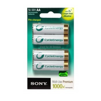 Акумулаторни батерии Sony NHAAB4K BLUE, AA, 1.2V, 2100mAh, 4бр. | JAR Computers Sony NHAAB4K Rechargeable 4*2000 BLUE