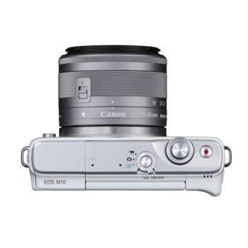 Canon EOS M10 white + EF-M 15-45mm IS STM + LP-E12