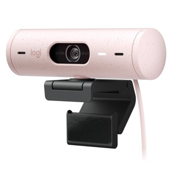 Уеб камера Logitech Brio 500 Rose (960-001421), микрофон, FHD@30fps, HDR, 4x Digital zoom, Auto Focus, USB-C, розова image