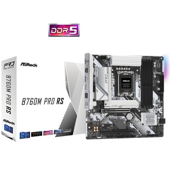Дънна платка ASRock B760M Pro RS, B760, LGA1700, DDR5, PCIe 5.0 (HDMI/DP)(CrossFire), 3x M.2, 4x SATA 6Gb/s, 3x USB 3.2 Gen1 Type-A, 1x USB 3.2 Gen1 Type-C, Micro ATX | JAR Computers ASRock B760M PRO RS 90-MXBLH0-A0UAYZ
