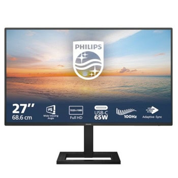 Монитор Philips 27E1N1300AE/00, 27" (68.58cm) IPS панел, 100Hz, Full HD, 1ms, Mega Infinity DCR, 250cd/m2, HDMI, USB, USB-C | JAR Computers Philips 27E1N1300AE/00